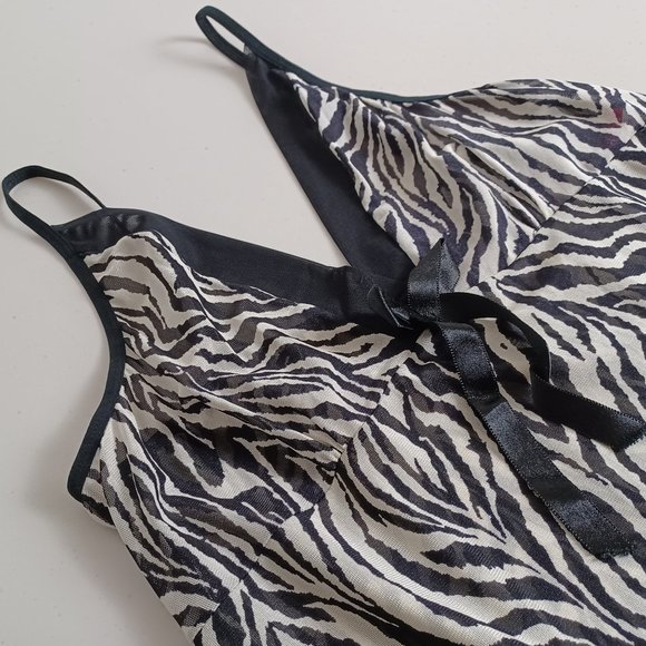 Red Rose Mesh Zebra Print Slip Dress - Picture 4 of 16